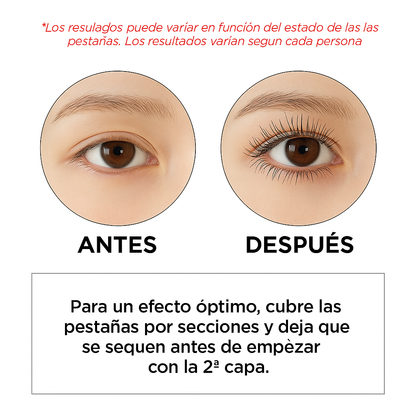 Máscara de pestañas metálica de brillo intenso